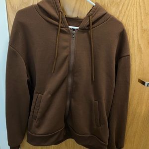Brown Oversized Womens zip up, SizeL.